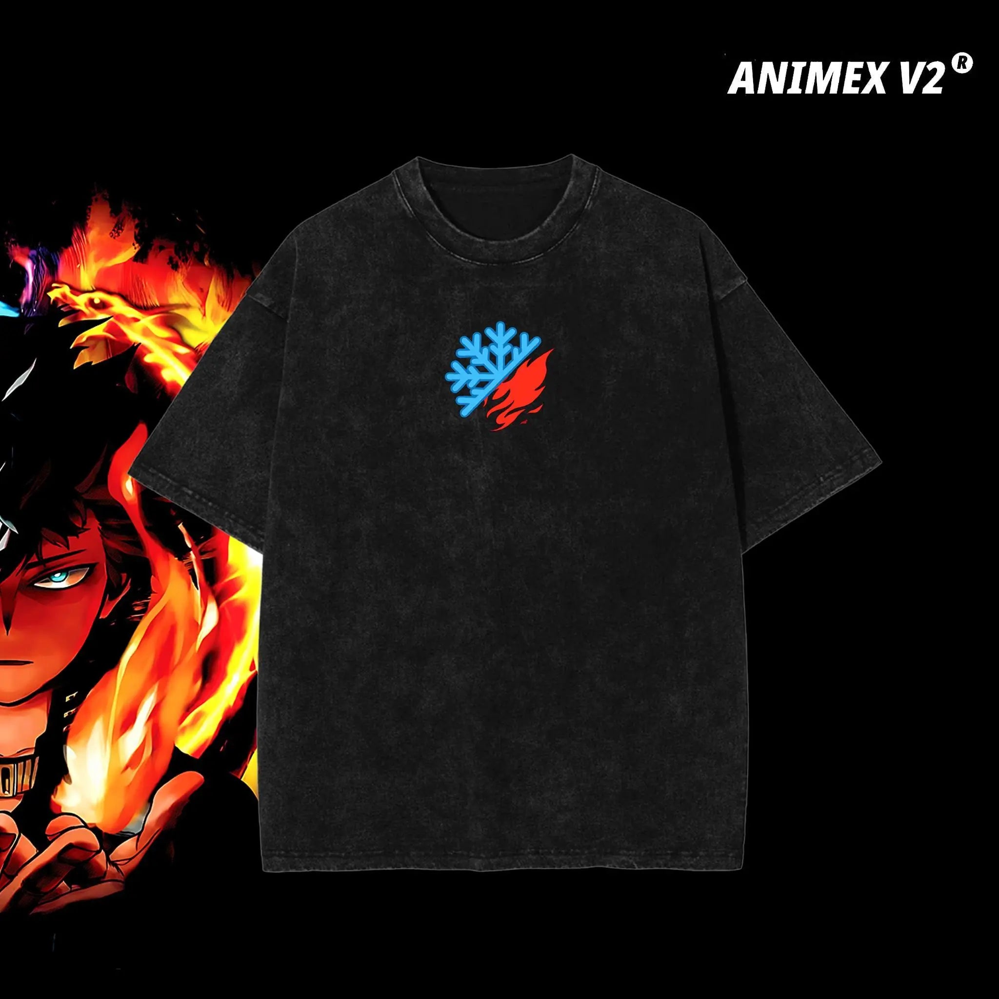 Retro Heavy Limited Shoto Todoroki - My Hero Academia Anime Double Printed Vintage Oversized Washed Tee Unisex Oversize Anime Manga Washed Heavyweight Cotton T-Shirt Gift for Anime Fan Anime Lover