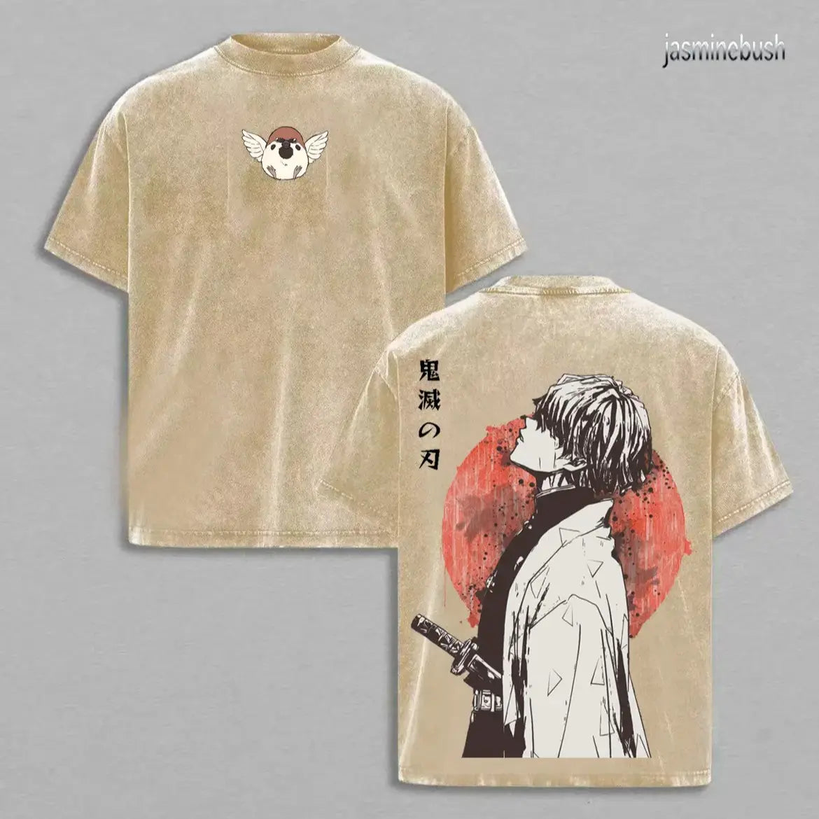 Retro Vintage Limited Zenitsu Agatsuma Demon Slayer Anime Double Printed Washed Tee Unisex Oversize Anime Manga Washed Lightweight Cotton T-Shirt Gift for Anime Fan Casual Style