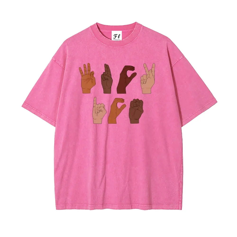Soft Cotton Tee F Ck ICE Hand Sign Language anti Deportation Chinga La Migra T-Shirt Oversize Unisex Washed T-Shirt for Women and Men'S Unisex Fit Batik Cotton Oversize Streetwear Menswear Super Soft Pre-Shrunk