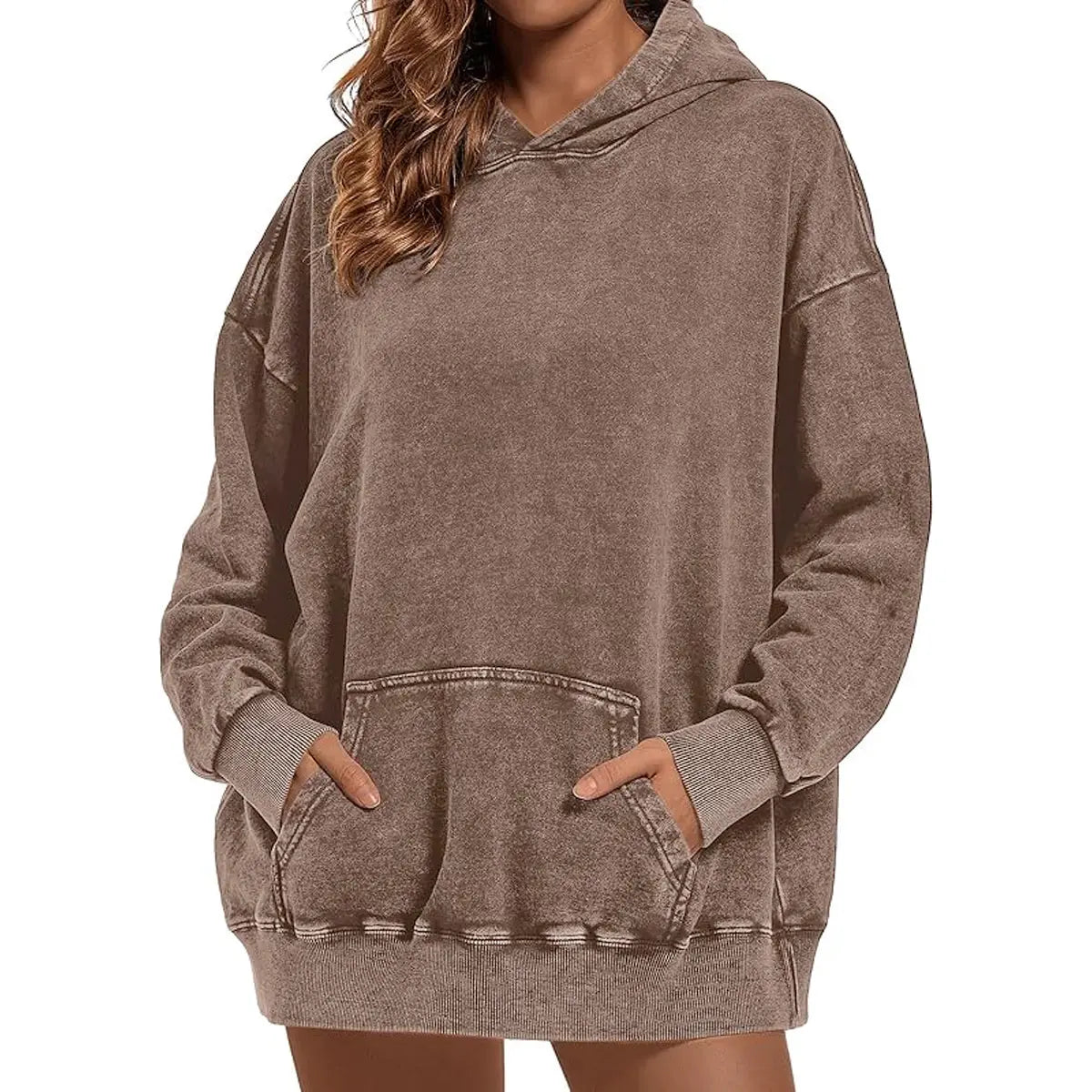 Holafish Womens Vintage Acid Wash Hoodie Pullover Sweatshirts Oversized Loose Fit Winter Long Sleeve Comfy Cotton Fleece Jacket Summervibes