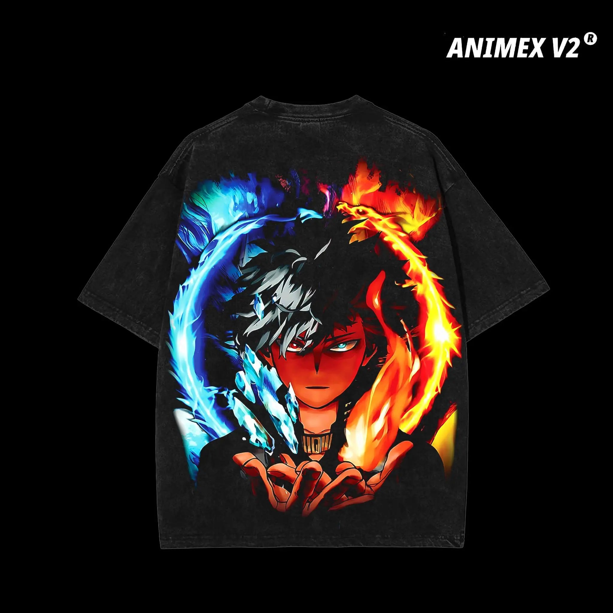 Retro Heavy Limited Shoto Todoroki - My Hero Academia Anime Double Printed Vintage Oversized Washed Tee Unisex Oversize Anime Manga Washed Heavyweight Cotton T-Shirt Gift for Anime Fan Anime Lover