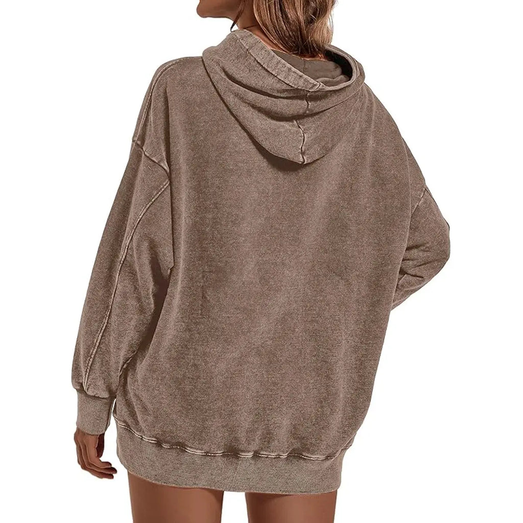 Holafish Womens Vintage Acid Wash Hoodie Pullover Sweatshirts Oversized Loose Fit Winter Long Sleeve Comfy Cotton Fleece Jacket Summervibes