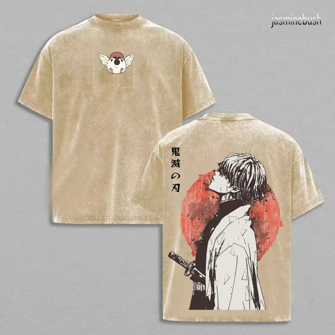 Retro Vintage Limited Zenitsu Agatsuma Demon Slayer Anime Double Printed Washed Tee Unisex Oversize Anime Manga Washed Lightweight Cotton T-Shirt Gift for Anime Fan Casual Style