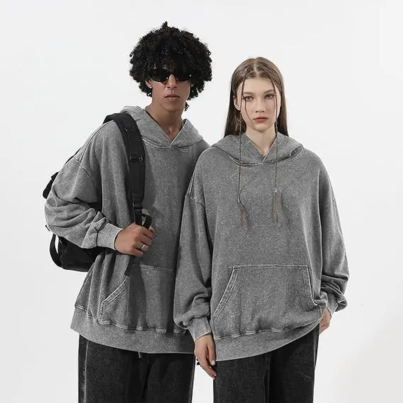 Holafish Womens Vintage Acid Wash Hoodie Pullover Sweatshirts Oversized Loose Fit Winter Long Sleeve Comfy Cotton Fleece Jacket Summervibes
