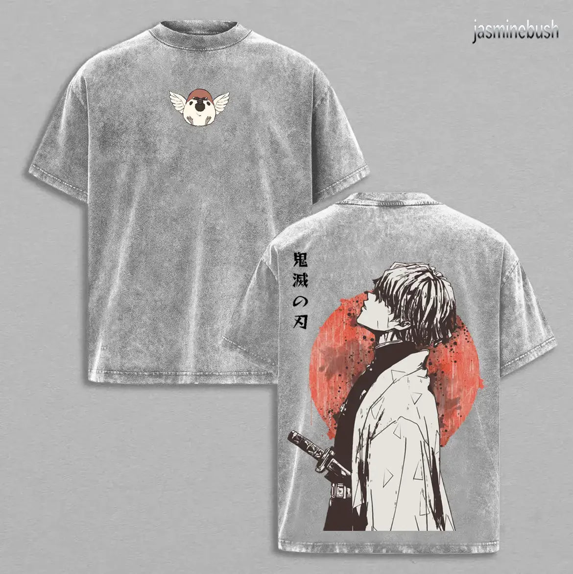 Retro Vintage Limited Zenitsu Agatsuma Demon Slayer Anime Double Printed Washed Tee Unisex Oversize Anime Manga Washed Lightweight Cotton T-Shirt Gift for Anime Fan Casual Style